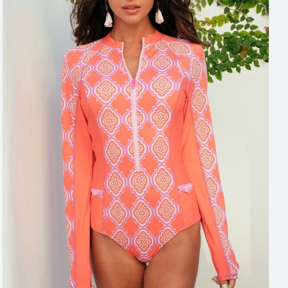 Cabana Life Swim Long Sleeve Surf/Rash Guard One Piece